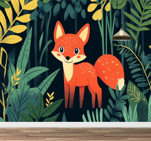 Fuchs-Cartoon Foto 3D Poster Tapete Blätter Tropischer Pflanzen abziehbar Wandbild Kunstdekor Kinderzimmer Wandaufkleber Mädchenzimmer Teenager Schlafzimmer Wohnzimmer Wandaufkleber Kinderzimmer Fuchs-Cartoon Foto 3D Poster Tapete Blätter Tropischer Pflanzen abziehbar Wandbild Kunstdekor Kinderzimmer Wandaufkleber Mädchenzimmer Teenager Schlafzimmer Wohnzimmer Wandaufkleber Kinderzimmer von Kuletkear