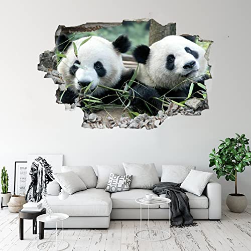 Kuletkear 3D Wandaufkleber Tier Zwei Pandas B 120 x H 80 cm Wandtattoos Deko Wand Wandsticker für Zuhause Badezimmer Schlafzimmer Wohnzimmer von Kuletkear
