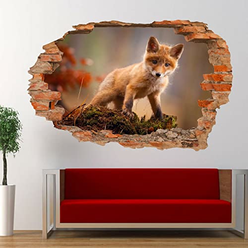 Kuletkear 3D Wandtattoo Wandsticker Fuchs B 98 x H 65 cm selbstklebend für Kinderzimmer Mädchen Wanddeko Spielzimmer Kleinkind Wandaufkleber Schlafzimmer Wandbild von Kuletkear