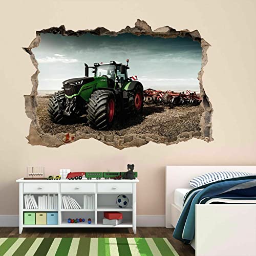 Kuletkear 3D Wandtattoo Wandsticker Traktor selbstklebend für Kinderzimmer Mädchen Wanddeko Spielzimmer Kleinkind Wandaufkleber Schlafzimmer Wandbild B 120 x H 80 cm von Kuletkear