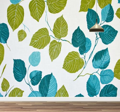 Kuletkear Blätter Tapete zum Aufkleben und Abziehen Natürliche Pflanzen groß Wandbild Wandaufkleber für Wohnzimmer Schlafzimmer TV und Sofa Hintergrund Kinderzimmer 350x245cm von Kuletkear