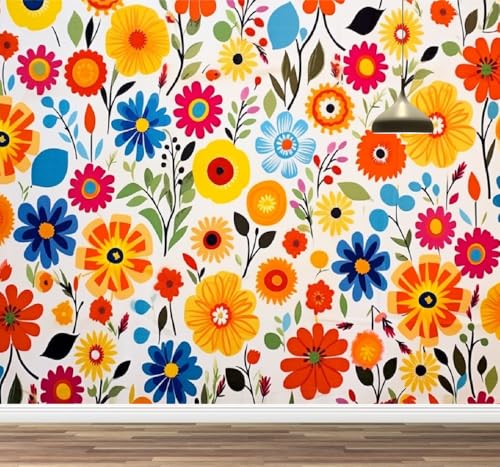 Kuletkear Blume Abnehmbare Wandbildtapete Natürliche Pflanzen Posterpapier selbstklebend Wasserdicht für Wohnzimmer Schlafzimmer Büro Kinderzimmer Dekor 249x175cm von Kuletkear