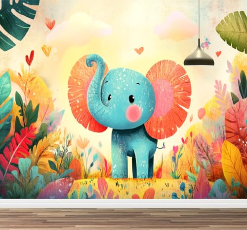 Kuletkear Cartoon-Elefant Abnehmbare Wandbildtapete Blätter Posterpapier selbstklebend Wasserdicht für Wohnzimmer Schlafzimmer Büro Kinderzimmer Dekor 400x280cm Kuletkear Cartoon-Elefant Abnehmbare Wandbildtapete Blätter Posterpapier selbstklebend Wasserdicht für Wohnzimmer Schlafzimmer Büro Kinderzimmer Dekor 400x280cm von Kuletkear