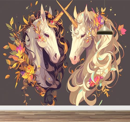 Kuletkear Cartoon-Pferd Abnehmbare Wandbildtapete Tiere Und Blumen Posterpapier selbstklebend Wasserdicht für Wohnzimmer Schlafzimmer Büro Kinderzimmer Dekor 495x353cm Kuletkear Cartoon-Pferd Abnehmbare Wandbildtapete Tiere Und Blumen Posterpapier selbstklebend Wasserdicht für Wohnzimmer Schlafzimmer Büro Kinderzimmer Dekor 495x353cm von Kuletkear