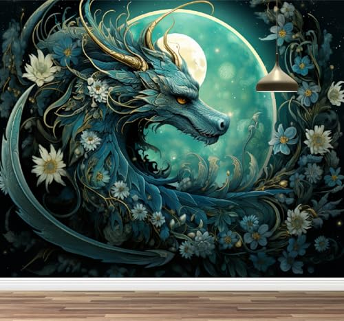 Kuletkear Drachen Abnehmbare Wandbildtapete Mondblumen Posterpapier selbstklebend Wasserdicht für Wohnzimmer Schlafzimmer Büro Kinderzimmer Dekor 249x175cm Kuletkear Drachen Abnehmbare Wandbildtapete Mondblumen Posterpapier selbstklebend Wasserdicht für Wohnzimmer Schlafzimmer Büro Kinderzimmer Dekor 249x175cm von Kuletkear