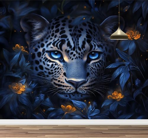 Kuletkear Leopardentier Wandtapete für Schlafzimmer Blume Wandaufkleber Wasserfest Selbstklebend groß Poster Papier für Wohnzimmer Kinderzimmer TV-Hintergrund 249x175cm Kuletkear Leopardentier Wandtapete für Schlafzimmer Blume Wandaufkleber Wasserfest Selbstklebend groß Poster Papier für Wohnzimmer Kinderzimmer TV-Hintergrund 249x175cm von Kuletkear