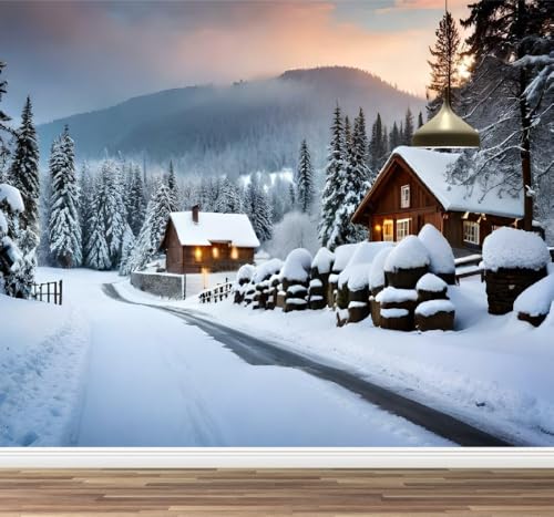 Kuletkear Wandbild Abnehmbare Häuser Und Dörfer Selbstklebende Tapete Wald Bäume Winter Wasserdichte Posterpapier-Wanddekoration für Schlafzimmer, Wohnzimmer 495x353cm Kuletkear Wandbild Abnehmbare Häuser Und Dörfer Selbstklebende Tapete Wald Bäume Winter Wasserdichte Posterpapier-Wanddekoration für Schlafzimmer, Wohnzimmer 495x353cm von Kuletkear