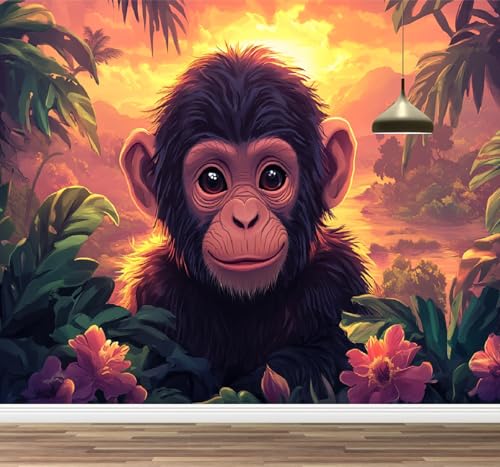 Kuletkear Wandbild Orang-Utan Süßes Tier Wandtapete Abziehbar Blumen Tropischer Pflanzen Dekoration für Wohnzimmer Schlafzimmer TV Hintergrund Kinderzimmer Mädchenzimmer Dekoration 826x589cm Kuletkear Wandbild Orang-Utan Süßes Tier Wandtapete Abziehbar Blumen Tropischer Pflanzen Dekoration für Wohnzimmer Schlafzimmer TV Hintergrund Kinderzimmer Mädchenzimmer Dekoration 826x589cm von Kuletkear