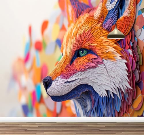 Kuletkear Wandbild Rotfuchs Wandaufkleber zum Aufkleben und Abziehen Tier Posterpapier Wandaufkleber für Mädchen Kinderzimmer Wohndeko Geschenk 400x280cm von Kuletkear