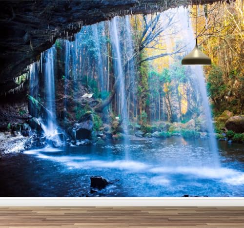 Kuletkear Wandbild See Natur Wandtapete Abziehbar Höhle Dekoration für Wohnzimmer Schlafzimmer TV Hintergrund Kinderzimmer Mädchenzimmer Dekoration 249x175cm von Kuletkear
