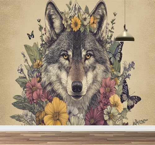Kuletkear Wolf Tier Tapete zum Aufkleben und Abziehen Blütenpflanzen groß Wandbild Wandaufkleber für Wohnzimmer Schlafzimmer TV und Sofa Hintergrund Kinderzimmer 400x280cm Kuletkear Wolf Tier Tapete zum Aufkleben und Abziehen Blütenpflanzen groß Wandbild Wandaufkleber für Wohnzimmer Schlafzimmer TV und Sofa Hintergrund Kinderzimmer 400x280cm von Kuletkear