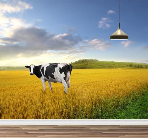 Milchkuh Foto 3D Poster Tapete Weizenfeld Natur abziehbar Wandbild Kunstdekor Kinderzimmer Wandaufkleber Mädchenzimmer Teenager Schlafzimmer Wohnzimmer Wandaufkleber Kinderzimmer 400x280cm Milchkuh Foto 3D Poster Tapete Weizenfeld Natur abziehbar Wandbild Kunstdekor Kinderzimmer Wandaufkleber Mädchenzimmer Teenager Schlafzimmer Wohnzimmer Wandaufkleber Kinderzimmer 400x280cm von Kuletkear
