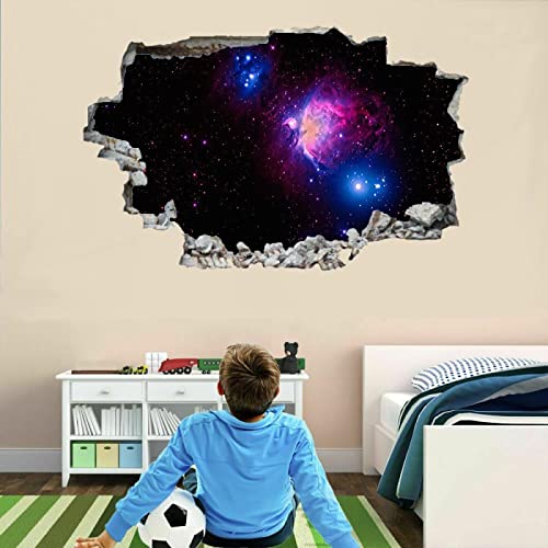 Planet 3D Wandtattoo Wanddurchbruch, Universum Durchbruch Wandaufkleber für Kinderzimmer, sticker für Wohnzimmer, 120x80 cm Abnehmbare Selbstklebend Wandsticker, Wandbild Junge Mädchen Schlafzimmer von Kuletkear