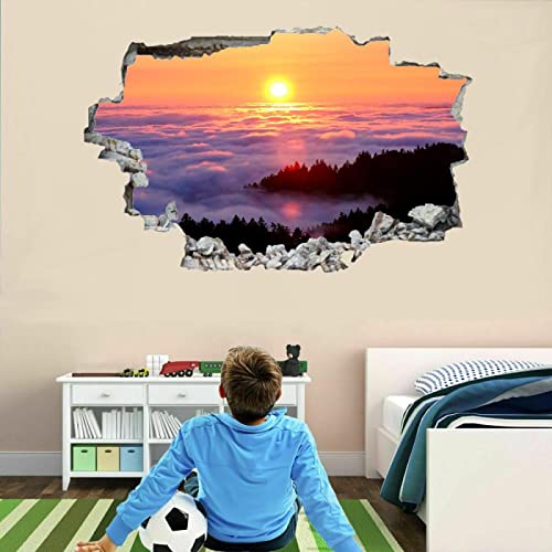 Sonnenaufgang Wandtattoo 3D Durchbruch Wolken Wandsticker Wanddekoration selbstklebend Landschaft Abnehmbare Wandaufkleber Deko Schlafzimmer Wohnzimmer Kinderzimmer Kunst Wohnkultur Wandbilder von Kuletkear