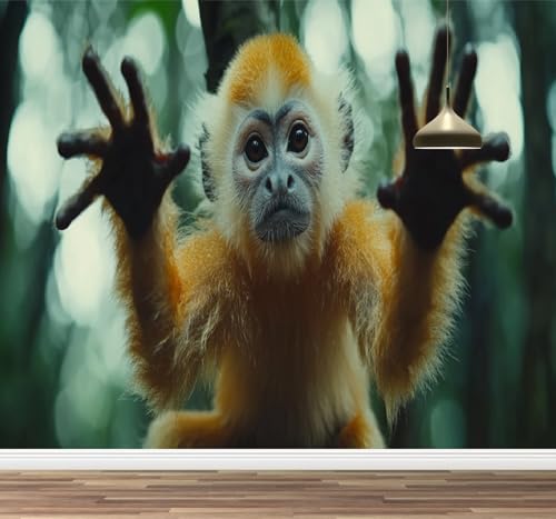 Wandbild Abnehmbare Goldener Affe Selbstklebende Tapete Waldtiere Wasserdichte Posterpapier-Wanddekoration für Schlafzimmer, Wohnzimmer 350x245cm Wandbild Abnehmbare Goldener Affe Selbstklebende Tapete Waldtiere Wasserdichte Posterpapier-Wanddekoration für Schlafzimmer, Wohnzimmer 350x245cm von Kuletkear