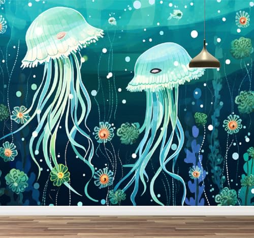 Wandbild Abnehmbare Qualle Selbstklebende Tapete Ozean Wasserdichte Posterpapier-Wanddekoration für Schlafzimmer, Wohnzimmer 249x175cm Wandbild Abnehmbare Qualle Selbstklebende Tapete Ozean Wasserdichte Posterpapier-Wanddekoration für Schlafzimmer, Wohnzimmer 249x175cm von Kuletkear