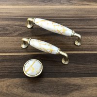 3, 75 "5" Keramik Knäufe Kommode Knauf Schublade Griffe - Marmor Look Küchenschrank Griff Porzellan Möbel von Kulpca