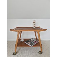 Mid-Century Teak Serving Trolley Denmark 1960S Rollwagen, Teewagen, Beistellwagen von KultKeller