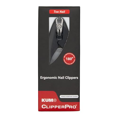 KUM MT0306 - Ergonomischer Nagelknipser Clipper Pro für Fußnägel, 180° drehbare Klingen, aus rostfreiem Edelstahl von KUM