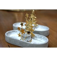 Kerzenteller Xmas Kerzenhalter Tablett Weihnachtsdeko Keramik Holz Aluminium Dejo von Kumartextiledesigns