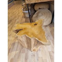 Tisch Star - Teak Stump Table Holz Beistelltisch Couchtisch Nachttisch Live Edge von Kumartextiledesigns