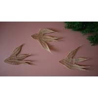 3Er Set Rattan Wicker Wand Vogel - Wandbehang 3 Schwalbe- Flying Birds Freiheit Motto Wanddekoration- Piegon Taube von KumruHomeDesign