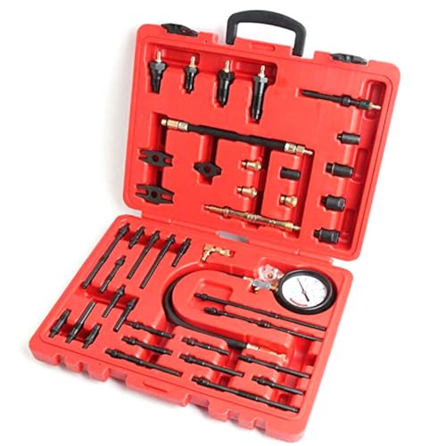 Benzindruckprüfer Set Kompressionstester Druckverlust Prüfer Tester 0-40 bar für Benzin Diesel Motoren Kompressionsprüfer-Satz Kompressionsmesser Testgerät für PKW, LKW, Schiffs, Benzin Diesel Motoren von KumuJ