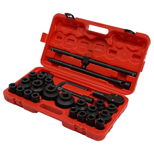 SteckschlüSselsatz 26-Tlg 3/4" 1" 21-65Mm Knarrenkasten Ratschenkasten Transportkoffer Lkw NußKasten SteckschlüSsel-Satz - Schlagschrauber Nuss Set Inklusive Koffer von KumuJ