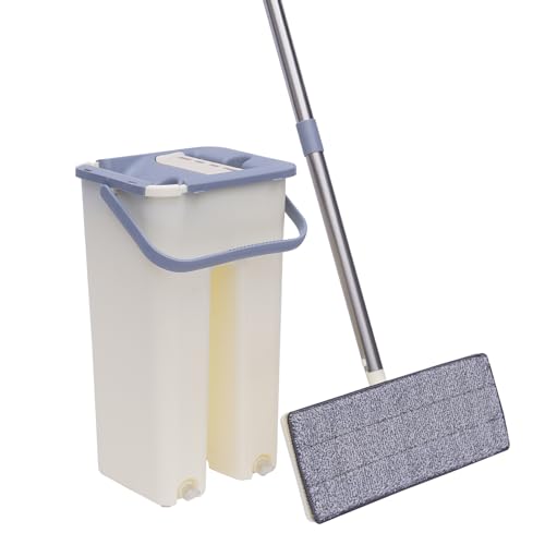 Wischmopp Set mit Eimer 2 In 1 Putzeimer and Wischer Set, Bodenwischer Set mit Auswringfunktion 360 Wischmop+10 Mikrofaserpad Putzlappe Einstellbare Länge Erhältlich für den Trocken- und Nassgebrauch Wischmopp Set mit Eimer 2 In 1 Putzeimer and Wischer Set, Bodenwischer Set mit Auswringfunktion 360 Wischmop+10 Mikrofaserpad Putzlappe Einstellbare Länge Erhältlich für den Trocken- und Nassgebrauch von KumuJ