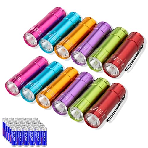 KunHe 12 Stück Mini Taschenlampe Set Kleine Taschenlampe für Mädchen Jungs Kinder mit 36 AAA Batterien mit Schlüsselband – Ideal als Mitbringsel Party Geschenke Kindergeburtstag Camping Gastgeschenke von KunHe