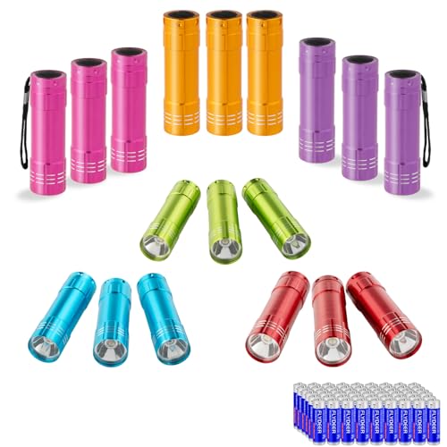 KunHe 18 Stück Mini Taschenlampe Set Kleine Taschenlampe für Mädchen Jungs Kinder mit 54 AAA Batterien mit Schlüsselband Ideal als Mitbringsel Party Geschenke Kindergeburtstag Camping Gastgeschenke von KunHe