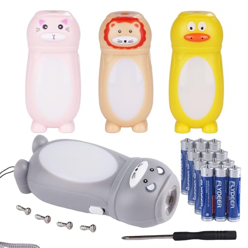 KunHe 4er-Pack Kinder Taschenlampe mit 12 AAA Batterien Mini LED Taschenlampe & Laterne Camping Geschenk für Kinder Geburtstag Party Mitgebsel für Mädchen und Jungen von KunHe
