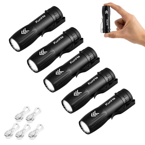 KunHe 5er-Set LED Taschenlampe aufladbar Mini Taschenlampen Set 300 Lumen mit Clip Aluminium USB-C kleine Taschenlampe für Camping Outdoor Notfall kompakt und tragbar KunHe 5er-Set LED Taschenlampe aufladbar Mini Taschenlampen Set 300 Lumen mit Clip Aluminium USB-C kleine Taschenlampe für Camping Outdoor Notfall kompakt und tragbar von KunHe