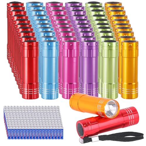 KunHe 60 Stück Mini Taschenlampe Set Kleine Taschenlampe mit 180 AAA Batterien für Mädchen Jungs Kinder mit Schlüsselband – Ideal als Mitbringsel Party Geschenke Kindergeburtstag Camping Gastgeschenke von KunHe
