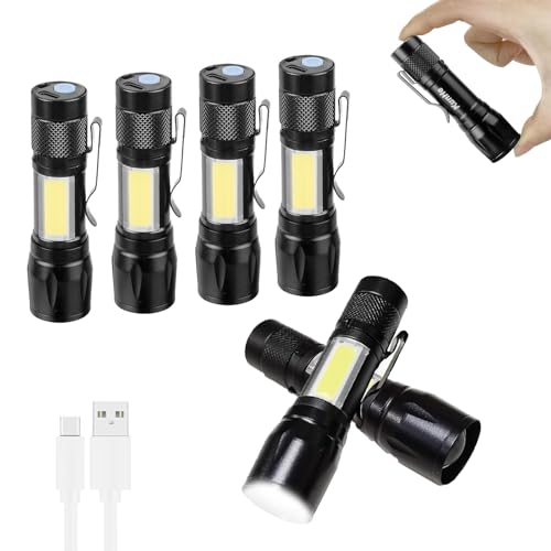 KunHe Mini-LED-Taschenlampe, wiederaufladbar, USB, Großpackung, Camping-Laterne, Taschenlampe, hell, hohe Lumen, EDC-Blitzlicht, 6 Stück KunHe Mini-LED-Taschenlampe, wiederaufladbar, USB, Großpackung, Camping-Laterne, Taschenlampe, hell, hohe Lumen, EDC-Blitzlicht, 6 Stück von KunHe