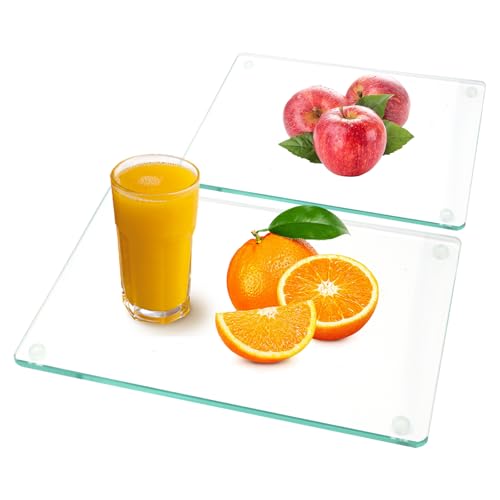 2PCS Schneidebrett Glas, Kratzfest Schneidbrett, Gehärtetem Schneidebrett mit Rutschfesten Silikonfüßen, Hitzebestädig Glasplatte Ideal für Küchenarbeitsplatte oder TischSchneidebrett(40x30cm+30x20cm) 2PCS Schneidebrett Glas, Kratzfest Schneidbrett, Gehärtetem Schneidebrett mit Rutschfesten Silikonfüßen, Hitzebestädig Glasplatte Ideal für Küchenarbeitsplatte oder TischSchneidebrett(40x30cm+30x20cm) von Kunaxku