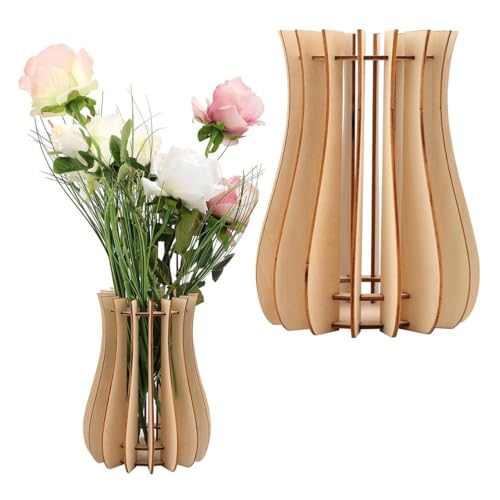 Kunaxku Vase 3D Holz Blumenstrauß Holz Puzzel Blumenvase kleine Vasen für Tischdekoration, DIY Acryl Holzvase, Home Deko Set, Tischdeko Geschenk (C) von Kunaxku