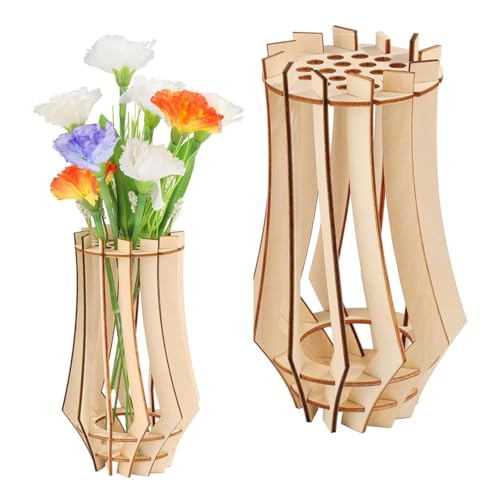 Kunaxku Vase 3D Holz Blumenstrauß Holz Puzzel Blumenvase kleine Vasen für Tischdekoration, DIY Acryl Holzvase, Home Deko Set, Tischdeko Geschenk von Kunaxku