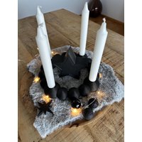 Adventskranz/3D Druck Weihnachtskranz Weihnachtsdeko Advent Adventsdeko Black Schwarz Kerzenhalter Weihnachtsgeschenke von KundCDekoDruck
