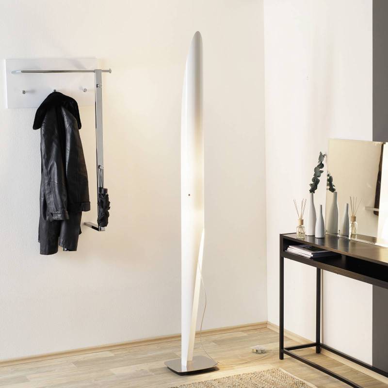 kdln Stehleuchte Shakti, chrom, weiß satiniert, Höhe 200 cm von kdln