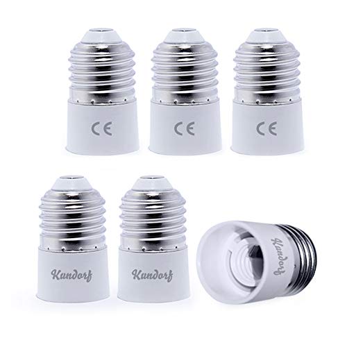 Kundorf 6 Stück E27 auf E14 Adapter E27 zu E14 Lampensockel Lampenfassung Adapter Konverter E27 auf E14 Fassung für LED Halogen Energiespar Lampen weiß von Kundorf