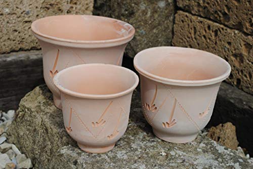 Kunert-Keramik Pflanztöpfe im 3er Set,aus Heller Terracotta,verziert,13/16/20cm,Spanien von Kunert-Keramik