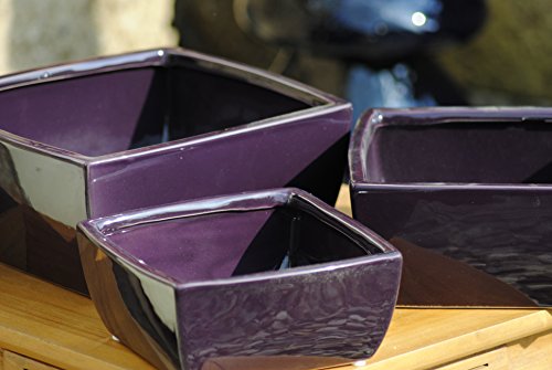 Kunert-Keramik Schale,eckig,Übertopf,aubergine,bis 25cm,3er Set!! von Kunert-Keramik