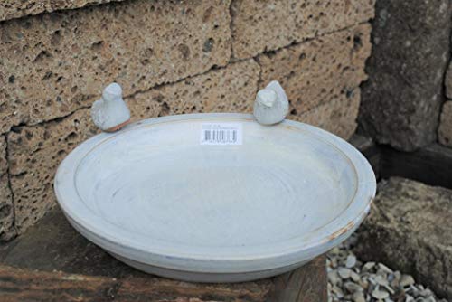 Kunert-Keramik Vogeltränke mit Zwei kleinen Vögelchen,rund,weiß glasiert,30cm von Kunert-Keramik