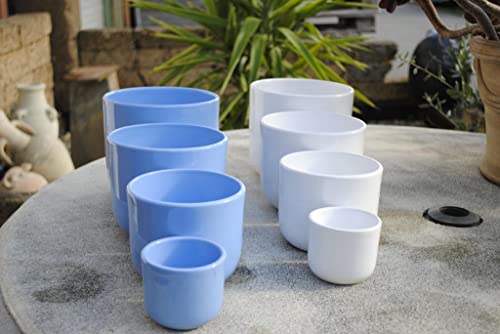 kunert-keramik Übertöpfe,Schlichte Form,hellblau oder weiß,4 Größen wählbar,2er Set (14cm hellblau) von Kunert-Keramik