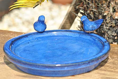 Vogeltränke mit Zwei kleinen Vögelchen,rund,blau glasiert,30cm,%%mit kleinen Fehlern%% Vogeltränke mit Zwei kleinen Vögelchen,rund,blau glasiert,30cm,%%mit kleinen Fehlern%% von Kunert-Keramik