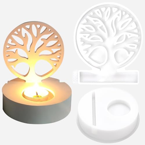 2 Stück Silikonformen Gießformen Lebensbaum Kerzenhalter - 3D Silikon Beton Gießform DIY Silikon Silikonform Einschieber für Stabkerzen Taufe Kommunion Und Teelichter 2 Stück Silikonformen Gießformen Lebensbaum Kerzenhalter - 3D Silikon Beton Gießform DIY Silikon Silikonform Einschieber für Stabkerzen Taufe Kommunion Und Teelichter von Kunoli