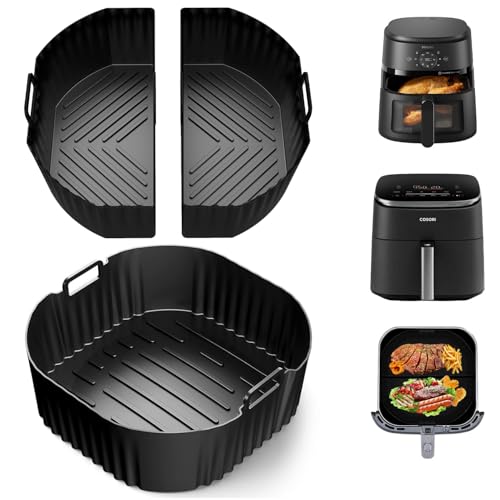 3 Stück Airfryer Silikonform Heißluftfritteuse Zubehör 2 x 3.1L + 1 x 6.2L für Cosori TurboBlaze 5.5L/6.0L/6.2L, Air Fryer Silikon Einsatz für Philips 2000 Serie 6.2L NA230, Russell Hobbs von Kunoli