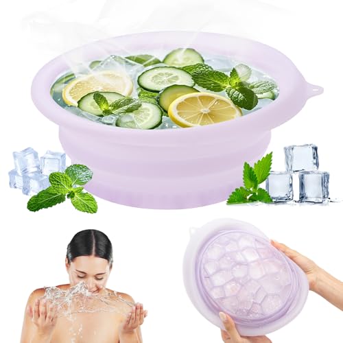 Face Ice Bath Bowl, Faltbares Gesichtsbad Eis, Gesicht Eiswanne mit Integrierter Eiswürfelschale, Tragbare Facial Ice Bath Bowl zur Schwellungen Linderung für Heimgebrauch oder Unterwegs (Purple) von Kunoli