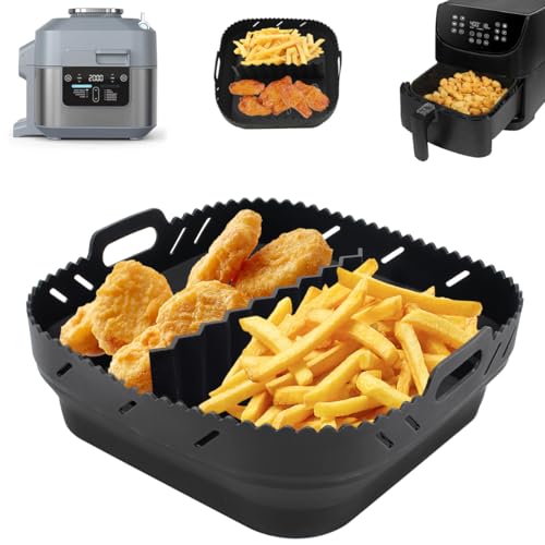 Silikonform Heißluftfritteuse Zubehör für Ninja Speedi 5.7L, Silikoneinsatz für Heißluftfritteuse für COSORI 5.5L, Silikonform Airfryer Zubehör für Instant Vortex 5.7L/Tefal Air Fryer (Schwarz) von Kunoli